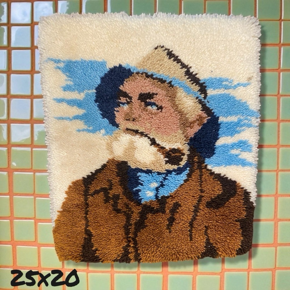 Vtg 90s Rug The Fisherman Latch Hook Bathroom Bedroom Decor 25x20 Nautical CLEAN